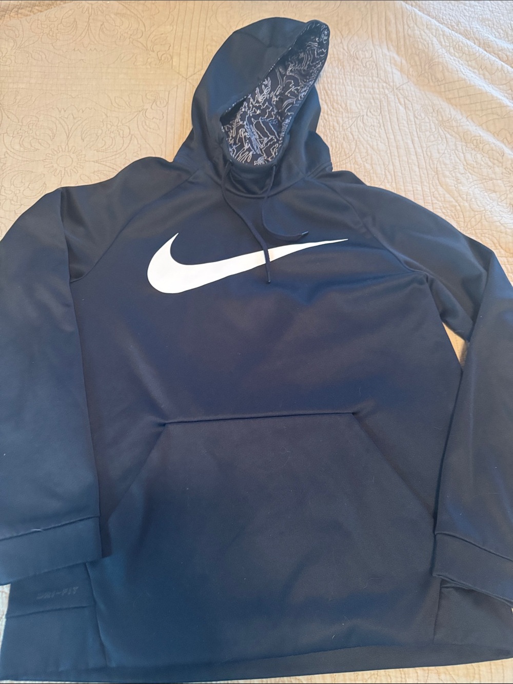 Nike Men’s Black Dri-Fit Hoodie with White Swoosh